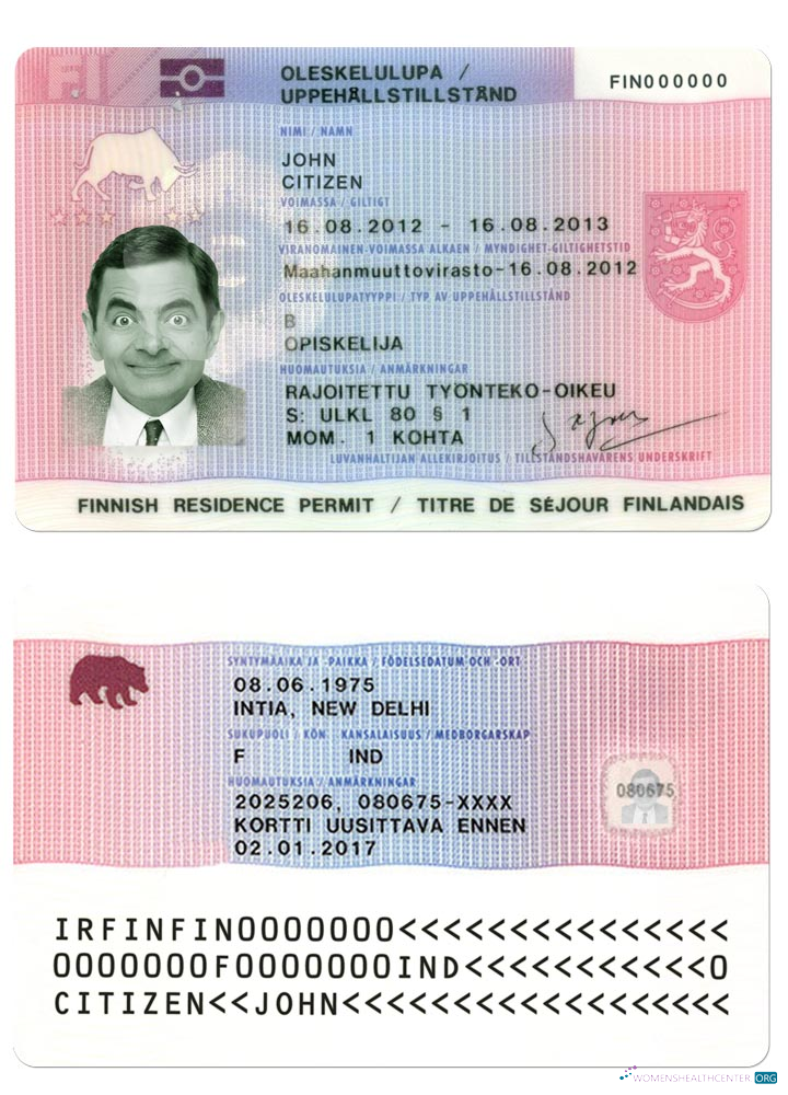 Download FINLAND residence permit Photoshop template